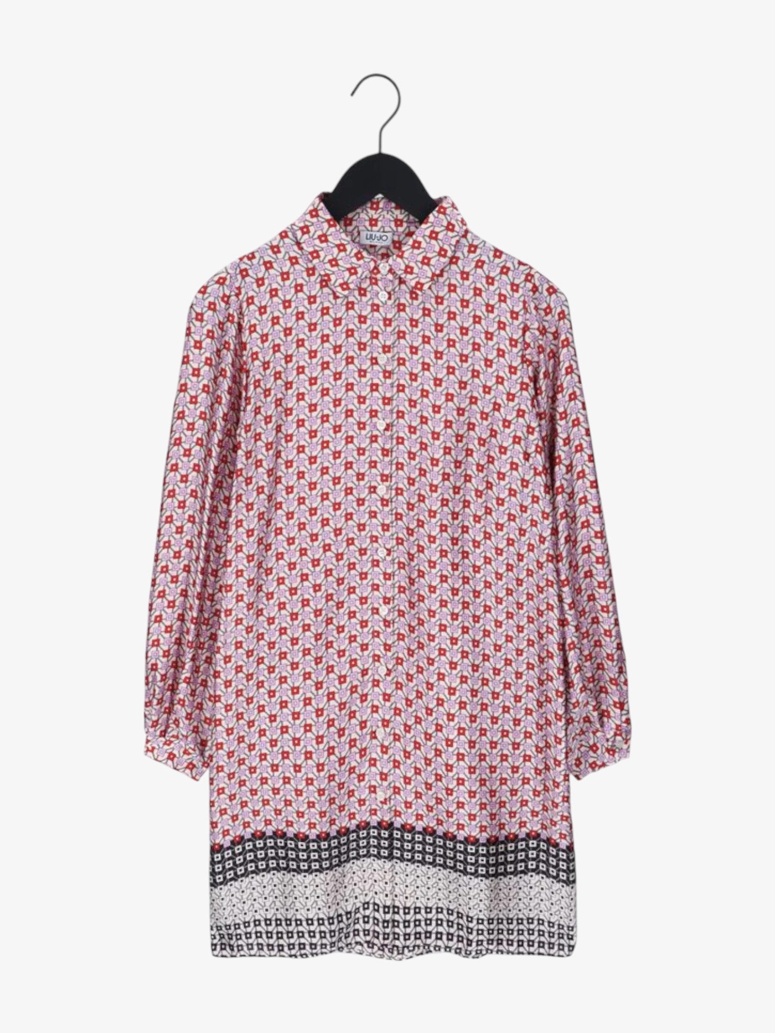 Geometric-Patterned Shirt Dress