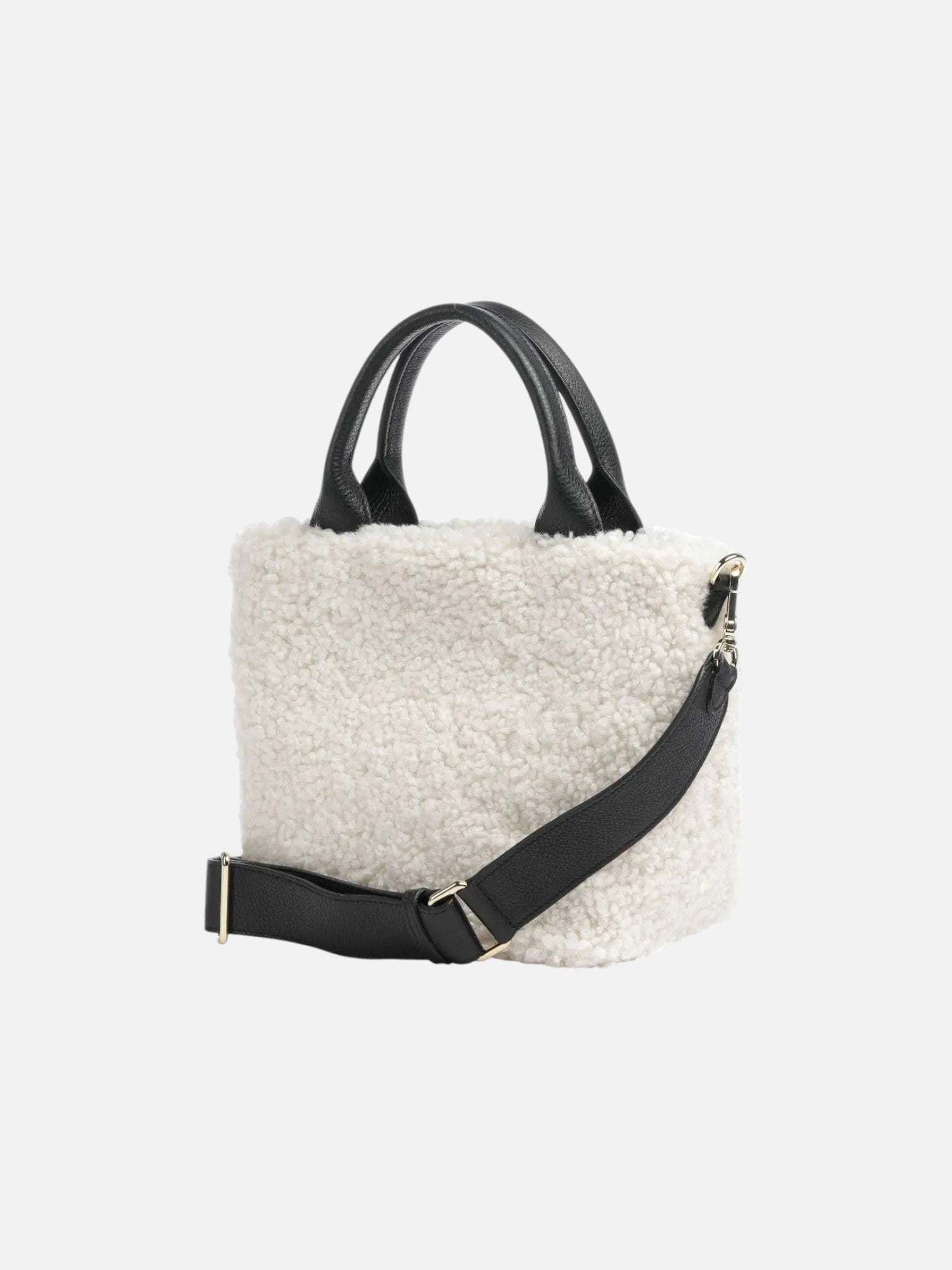 Florian Raquel Handbag grained cow leather, faux fur ivory